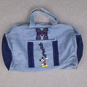 Mickey Unlimited Denim Zip Top Mickey Mouse Tote Bag Disney Hand Bag Blue‎